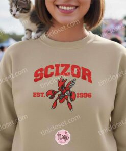 Scizor Embroidered Sweatshirt, Vintage Est. 1996 Pokemon Crewneck, Retro Anime Gift (3)