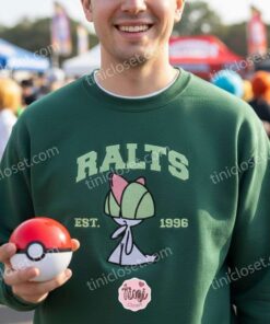 Ralts Embroidered Sweatshirt, Vintage Est. 1996 Pokemon Crewneck, Hoenn Psychic Fairy Type Pullover (2)