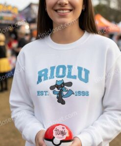 Riolu Embroidered Sweatshirt, Vintage Est. 1996 Pokemon Crewneck, Sinnoh Fighting Type Pullover (1)