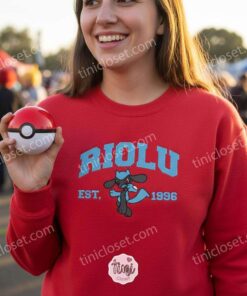 Riolu Embroidered Sweatshirt, Vintage Est. 1996 Pokemon Crewneck, Sinnoh Fighting Type Pullover (2)