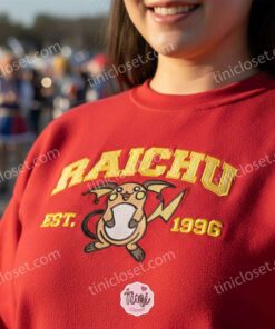 Raichu Embroidered Sweatshirt, Vintage Est. 1996 Pokemon Crewneck, Kanto Electric Type Pullover