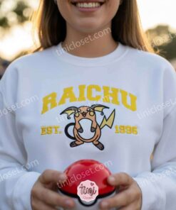 Raichu Embroidered Sweatshirt, Vintage Est. 1996 Pokemon Crewneck, Kanto Electric Type Pullover (2)