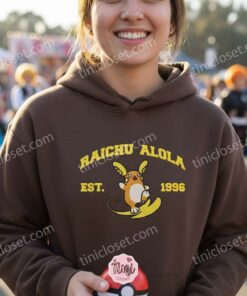 Alola Raichu Embroidered Sweatshirt, Vintage Est. 1996 Pokemon Crewneck, Sun and Moon Electric Psychic Pullover (2)