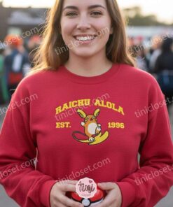 Alola Raichu Embroidered Sweatshirt, Vintage Est. 1996 Pokemon Crewneck, Sun and Moon Electric Psychic Pullover (3)