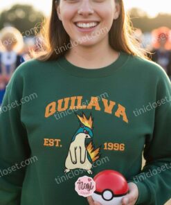 Quilava Embroidered Sweatshirt, Vintage Est. 1996 Pokemon Crewneck, Johto Fire Starter Pullover (1)