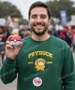 Psyduck Embroidered Sweatshirt, Vintage Est. 1996 Pokemon Crewneck, Kanto Water Type Pullover (1)