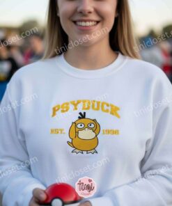 Psyduck Embroidered Sweatshirt, Vintage Est. 1996 Pokemon Crewneck, Kanto Water Type Pullover (2)