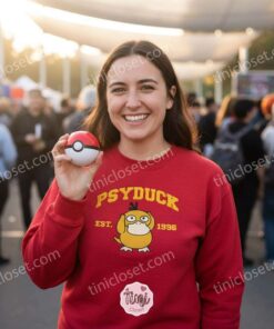 Psyduck Embroidered Sweatshirt, Vintage Est. 1996 Pokemon Crewneck, Kanto Water Type Pullover (3)