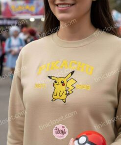 Pikachu Embroidered Sweatshirt, Vintage Est. 1996 Pokemon Crewneck, Kanto Electric Type Pullover (1)