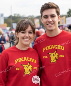 Pikachu Embroidered Sweatshirt, Vintage Est. 1996 Pokemon Crewneck, Kanto Electric Type Pullover