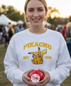 Pikachu Embroidered Sweatshirt, Vintage Est. 1996 Pokemon Crewneck, Matching Couple Hoodies Embroidery Set 1 Pikachu Embroidered Sweatshirt, Vintage Est. 1996 Pokemon Crewneck, Matching Couple Hoodies Embroidery Set (1)
