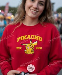 Pikachu Embroidered Sweatshirt, Vintage Est. 1996 Pokemon Crewneck, Matching Couple Hoodies Embroidery Set 3 Pikachu Embroidered Sweatshirt, Vintage Est. 1996 Pokemon Crewneck, Matching Couple Hoodies Embroidery Set (3)