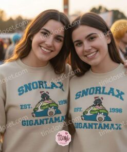 Snorlax Gigantamax Embroidered Sweatshirt, Vintage Est. 1996 Pokemon Crewneck, Galentine Gift Ideas (2)