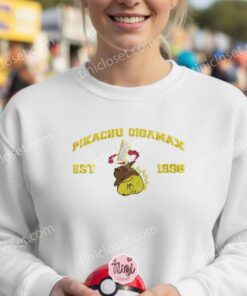 Pikachu Gigamax Embroidered Sweatshirt, Vintage Est 1996 Pokemon Crewneck, Gigantamax Anime Hoodie (3)