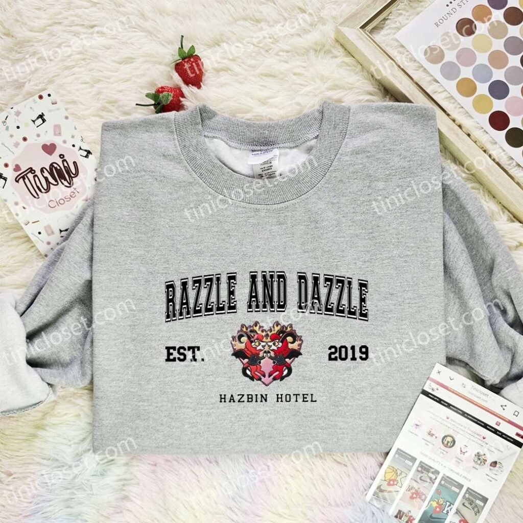 Razzle And Dazzle Hazbin Hotel Embroidered Shirt, Cartoon Embroidered Hoodie, Best Gift Idea