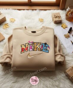 Pooh And Friends Font Embroidered Shirt, Cartoon Embroidered Hoodie, Disney Characters Embroidered T-Shirt