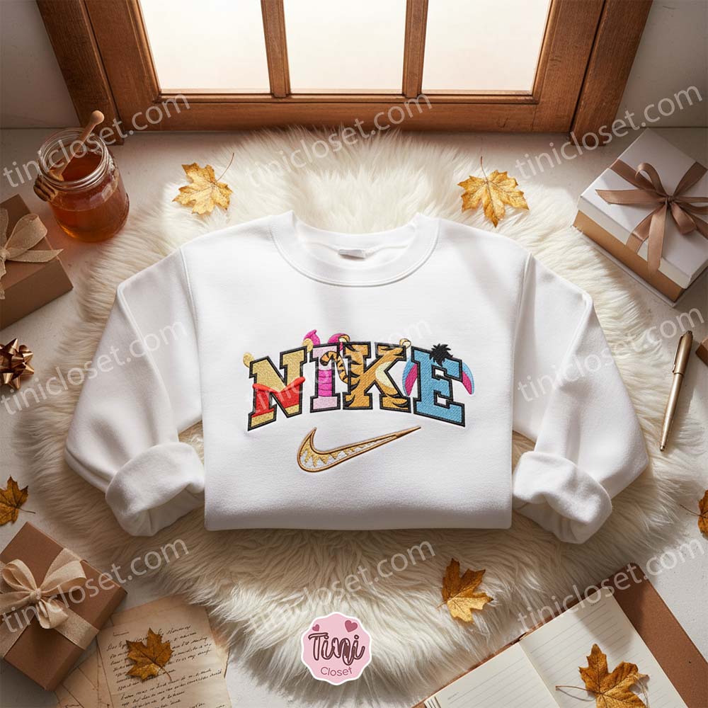 Pooh And Friends Font Embroidered Shirt, Cartoon Embroidered Hoodie, Disney Characters Embroidered T-Shirt Pooh And Friends Font Embroidered Shirt, Cartoon Embroidered Hoodie, Disney Characters Embroidered T-Shirt