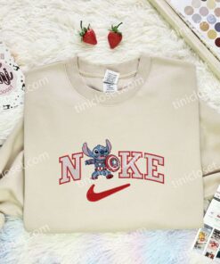 Stitch Captain America Embroidered Shirt, Movie Embroidered Hoodie, Disney Characters Embroidered T Shirt (1)