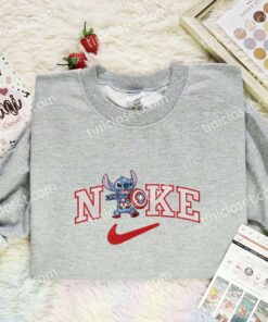 Stitch Captain America Embroidered Shirt, Movie Embroidered Hoodie, Disney Characters Embroidered T Shirt (2)