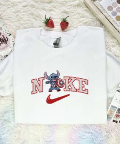 Stitch Captain America Embroidered Shirt, Movie Embroidered Hoodie, Disney Characters Embroidered T Shirt (3)