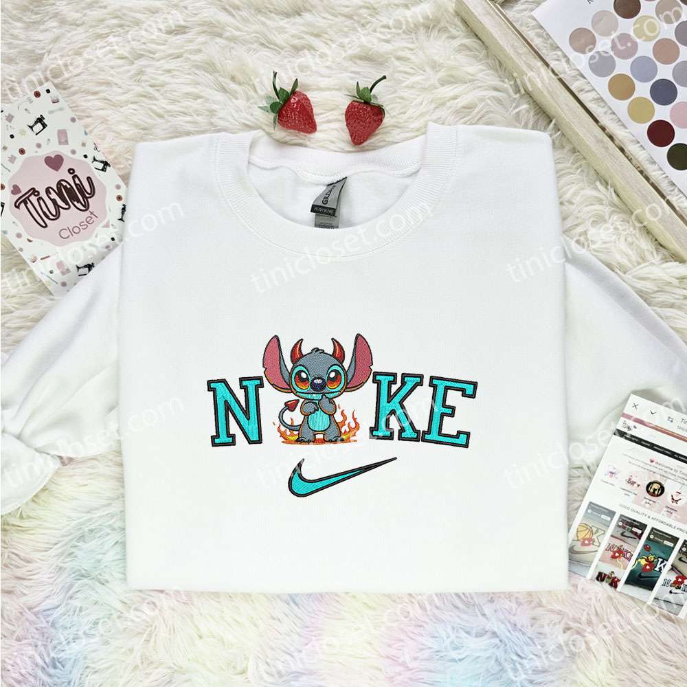 Stitch Devil Embroidered Shirt, Disney Characters Embroidered Hoodie, Halloween Embroidered T-Shirt Stitch Devil Embroidered Shirt, Disney Characters Embroidered Hoodie, Halloween Embroidered T-Shirt
