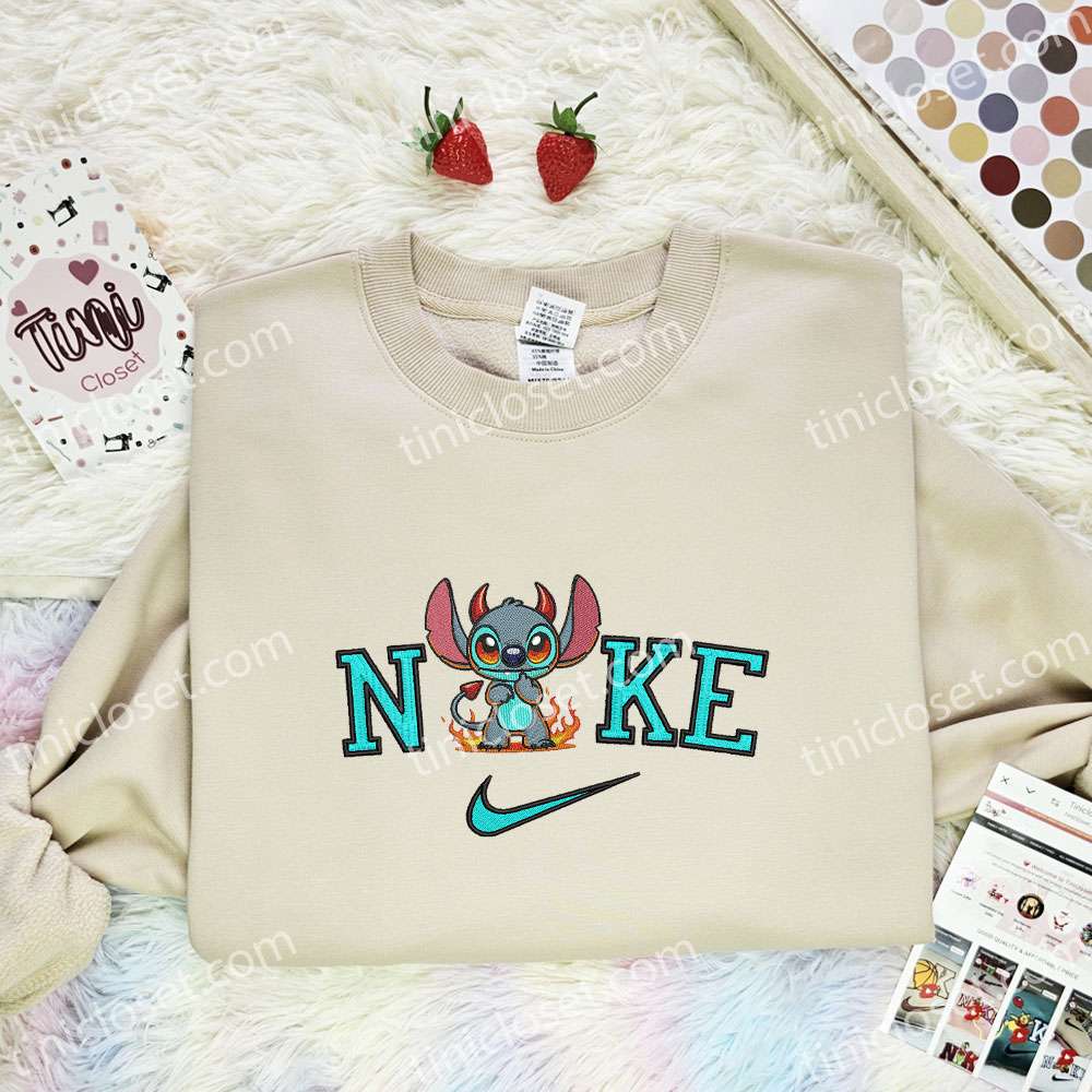 Stitch Devil Embroidered Shirt, Disney Characters Embroidered Hoodie, Halloween Embroidered T-Shirt Stitch Devil Embroidered Shirt, Disney Characters Embroidered Hoodie, Halloween Embroidered T-Shirt