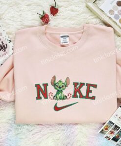 Stitch Grinch Embroidered Shirt, Disney Characters Embroidered Hoodie, Halloween Embroidered T Shirt (1)