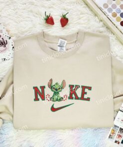 Stitch Grinch Embroidered Shirt, Disney Characters Embroidered Hoodie, Halloween Embroidered T Shirt (2)