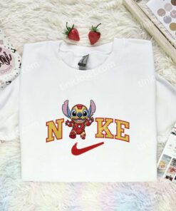 Stitch Iron Man Embroidered Shirt, Marvel Movie Embroidered Hoodie, Disney Characters Embroidered T Shirt (1)