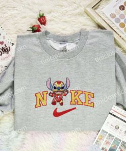 Stitch Iron Man Embroidered Shirt, Marvel Movie Embroidered Hoodie, Disney Characters Embroidered T Shirt (3)