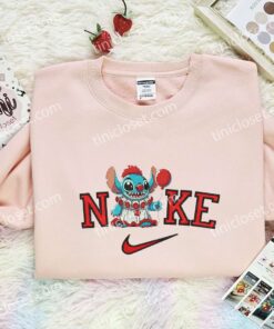 Stitch Pennywise Embroidered Shirt, Disney Characters Embroidered Hoodie, Halloween Embroidered T Shirt (2)