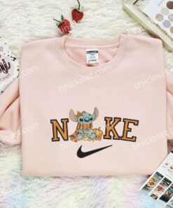Stitch Pumpkin Spice Embroidered Shirt, Disney Characters Embroidered Hoodie, Halloween Embroidered T Shirt (3)