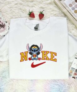 Stitch Wonder Woman Embroidered Shirt, DC Movie Embroidered Hoodie, Disney Characters Embroidered T Shirt (1)
