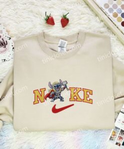 Stitch Thor Embroidered Shirt, Movie Embroidered Hoodie, Disney Characters Embroidered T Shirt (3)