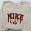 Michael Myers x Nike Embroidered Sweatshirt, Halloween Embroidered Shirt, Nike Inspired Embroidered Shirt