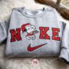 Santa Snoopy Christmas Embroidered Sweatshirt, Holiday Crewneck, Cozy Gifts For Girlfriend, Boyfriend Hoodie Gift