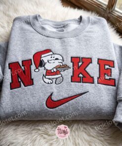 Santa Snoopy Christmas Embroidered Sweatshirt, Holiday Crewneck, Cozy Gifts For Girlfriend, Boyfriend Hoodie Gift (3)