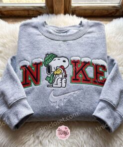 Snoopy and Woodstock Embroidered Sweatshirt, Cartoon Embroidered Shirt, Best Christmas Gift Ideas (1)