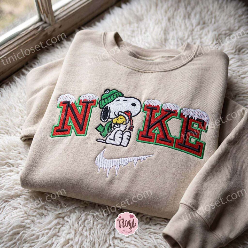 Snoopy and Woodstock Embroidered Sweatshirt, Cartoon Embroidered Shirt, Best Christmas Gift Ideas