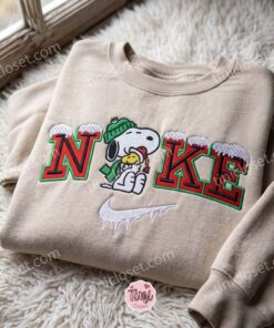Snoopy and Woodstock Embroidered Sweatshirt, Cartoon Embroidered Shirt, Best Christmas Gift Ideas