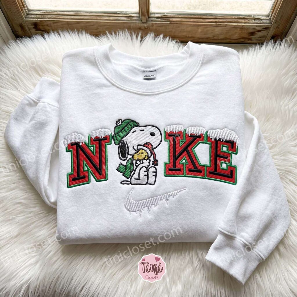Snoopy and Woodstock Embroidered Sweatshirt, Cartoon Embroidered Shirt, Best Christmas Gift Ideas