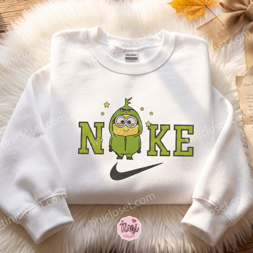 Minion Grinch Embroidered Sweatshirt, Movie Embroidered Shirt, Best Christmas Day Gift Ideas Minion Grinch Embroidered Sweatshirt, Movie Embroidered Shirt, Best Christmas Day Gift Ideas