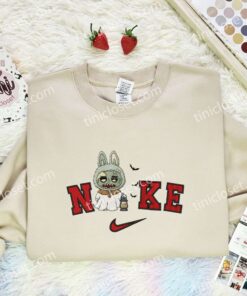 Labubu Zombie Embroidered Shirt, Art Toy Embroidered Hoodie, Halloween Embroidered Sweatshirt (1)