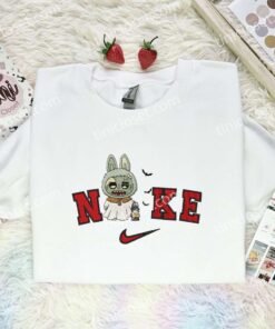 Labubu Zombie Embroidered Shirt, Art Toy Embroidered Hoodie, Halloween Embroidered Sweatshirt (2)
