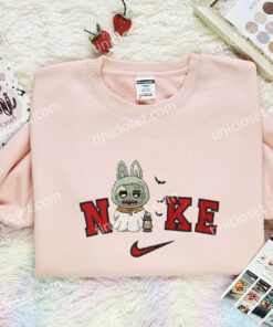 Labubu Zombie Embroidered Shirt, Art Toy Embroidered Hoodie, Halloween Embroidered Sweatshirt (3)