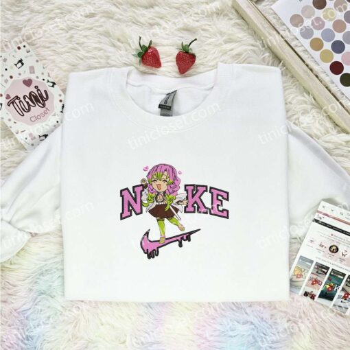 Chibi Mitsuri Embroidered Shirt, Demon Slayer Embroidered Hoodie, Anime Embroidered T-Shirt