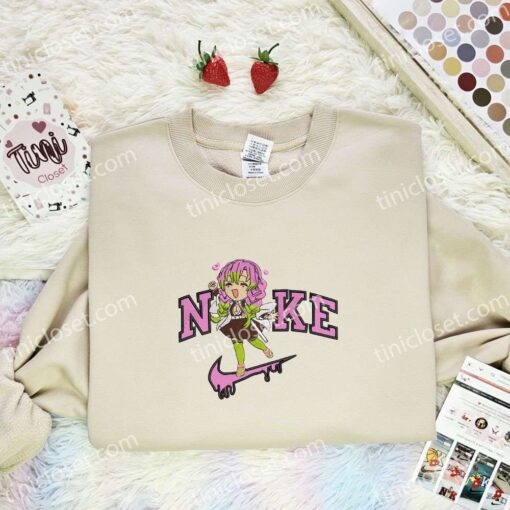 Chibi Mitsuri Embroidered Shirt, Demon Slayer Embroidered Hoodie, Anime Embroidered T-Shirt