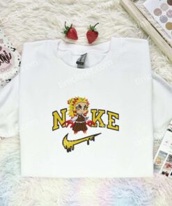 Chibi Rengoku Embroidered Shirt, Demon Slayer Embroidered Hoodie, Anime Embroidered T Shirt (1)