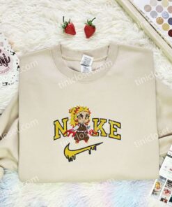 Chibi Rengoku Embroidered Shirt, Demon Slayer Embroidered Hoodie, Anime Embroidered T Shirt (2)