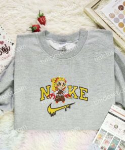 Chibi Rengoku Embroidered Shirt, Demon Slayer Embroidered Hoodie, Anime Embroidered T Shirt (3)